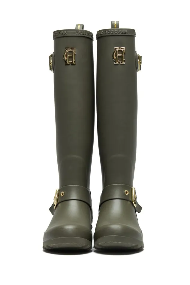 Women Wellington Boots Holland Cooper Sherpa Lined Regency Wellington Matte Green