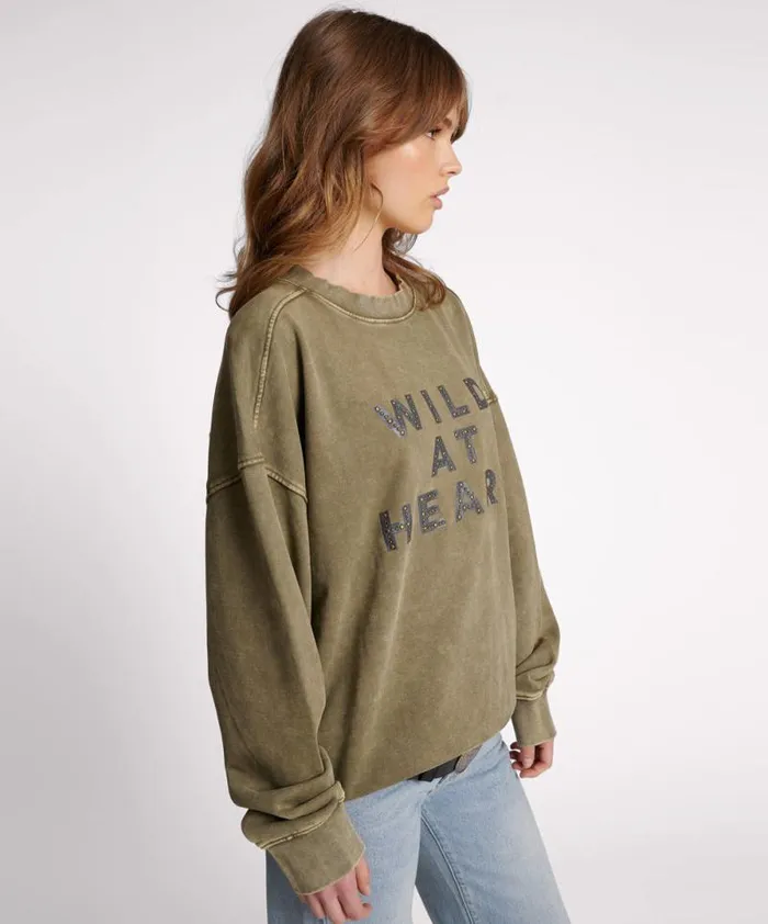 Women WILD AT HEART STUDDED RETRO SWEATER One Teaspoon Hoodies And Sweats Women WILD AT HEART STUDDED RETRO SWEATER One Teaspoon Hoodies And Sweats