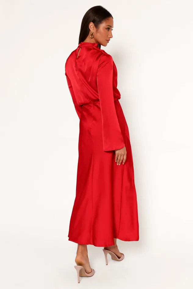 Women Winter Dresses Petal and Pup Kristyn Long Sleeve Midi Dress Red