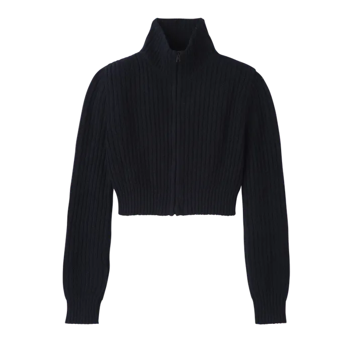 Women Zip collar short cardigan Navy KnitwearTops and Blouses Longchamp