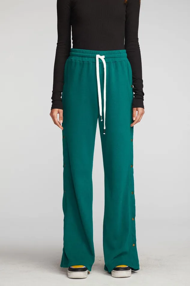 Womens Chaser Brand Bottoms Cotton Fleece Wide Leg Joggers With Button Sideseam Womens Chaser Brand Bottoms Cotton Fleece Wide Leg Joggers With Button Sideseam
