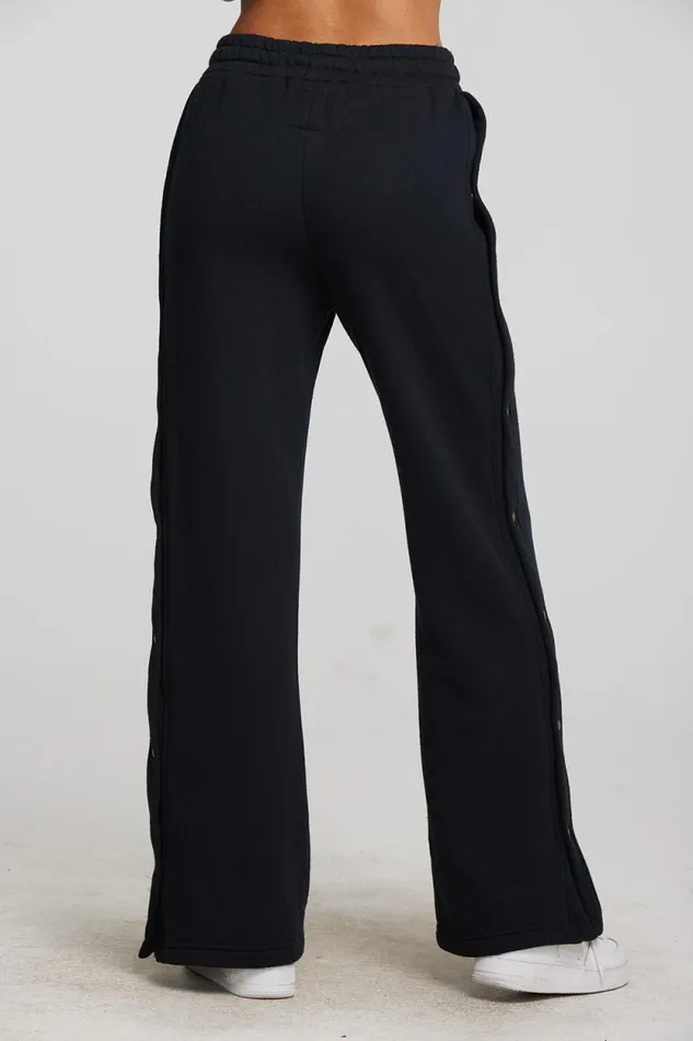 Womens Chaser Brand Bottoms Zuma Cotton Terry Wide Leg Joggers With Button Side Seam