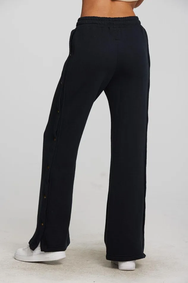 Womens Chaser Brand Bottoms Zuma Cotton Terry Wide Leg Joggers With Button Side Seam
