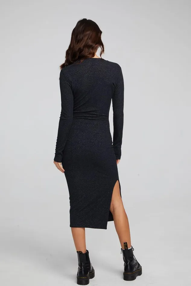 Womens Chaser Brand Dresses Jenn Shadow Black Midi Dress