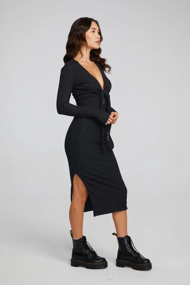 Womens Chaser Brand Dresses Jenn Shadow Black Midi Dress