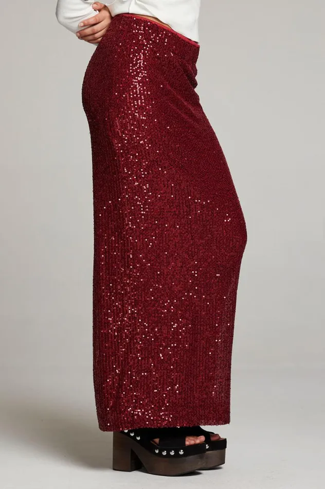Womens Chaser Brand Loungewear Amber Blood Red Midi Skirt