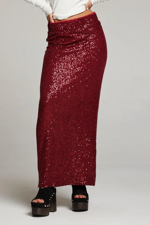 Womens Chaser Brand Loungewear Amber Blood Red Midi Skirt