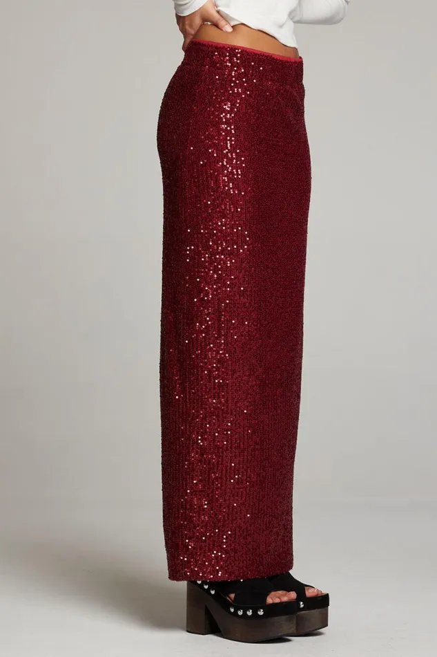 Womens Chaser Brand Loungewear Amber Blood Red Midi Skirt