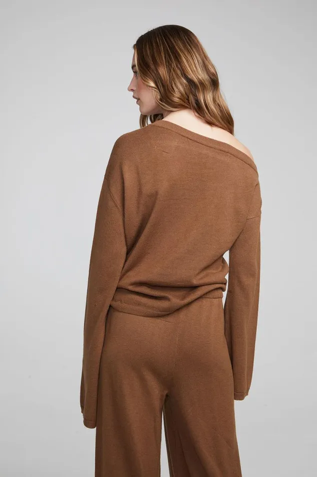 Womens Chaser Brand Loungewear Dani Deep Taupe Long Sleeve