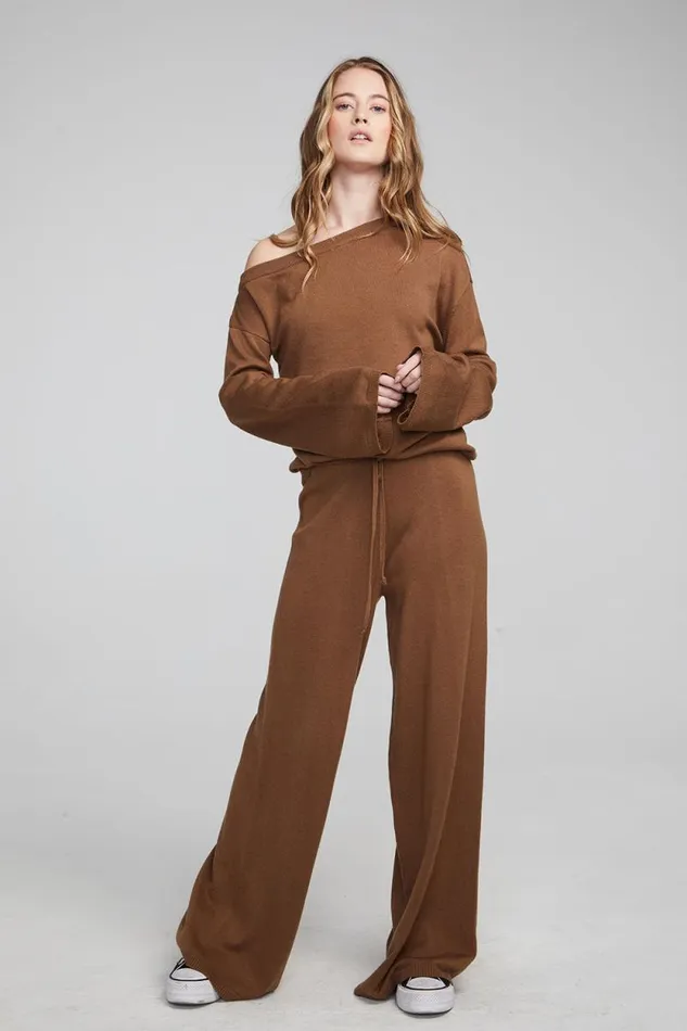 Womens Chaser Brand Loungewear Dani Deep Taupe Long Sleeve