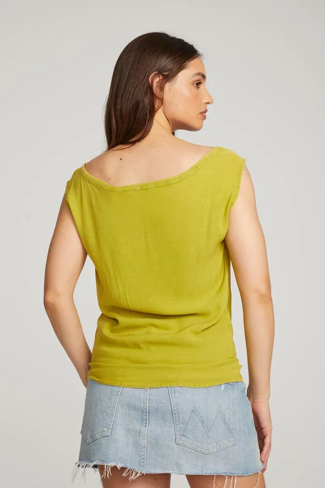 Womens Chaser Brand Loungewear Sleeveless Citron Dolman Tee