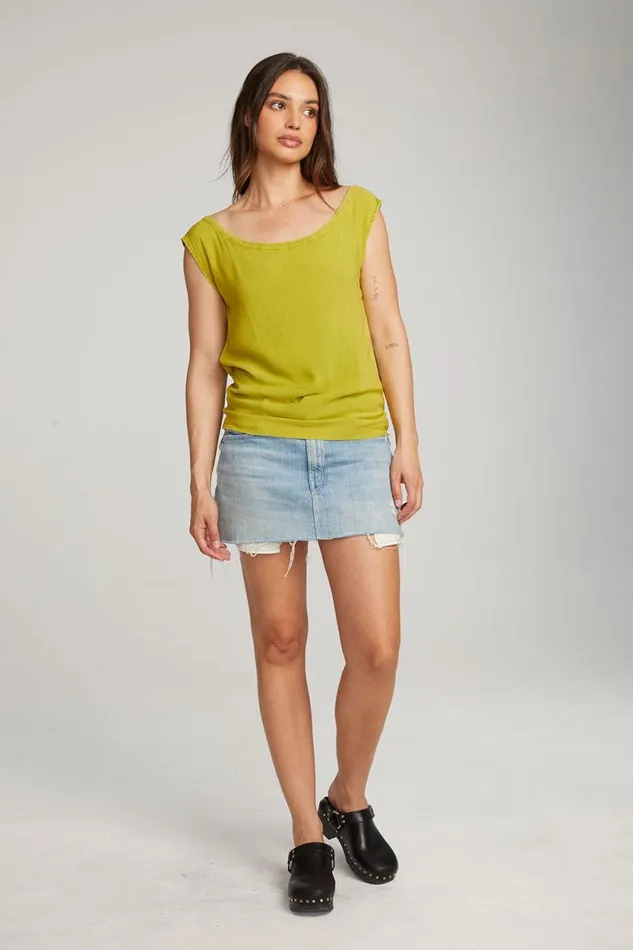 Womens Chaser Brand Loungewear Sleeveless Citron Dolman Tee