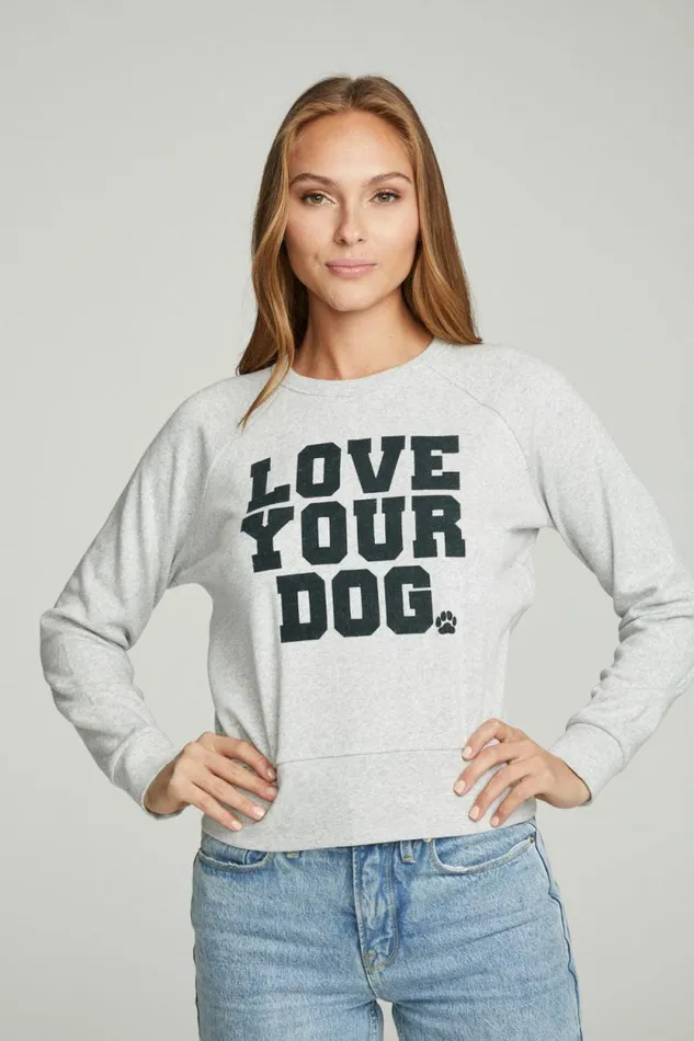 Womens Chaser Brand Tops 034Love Your Dog034 Charity Sweatshirt