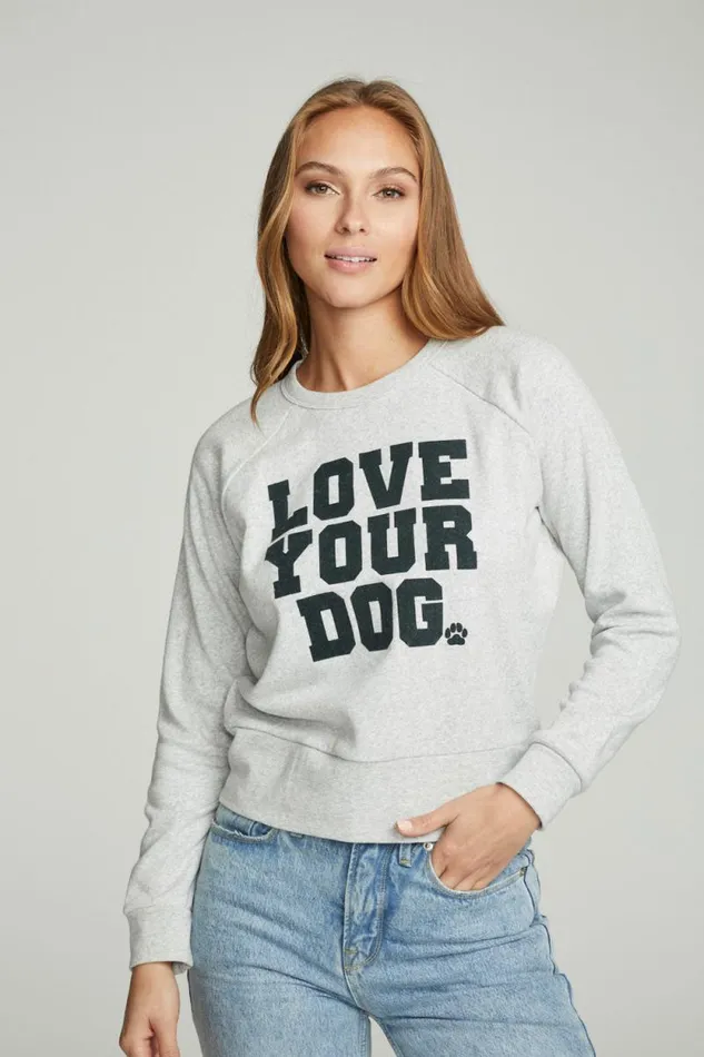 Womens Chaser Brand Tops 034Love Your Dog034 Charity Sweatshirt