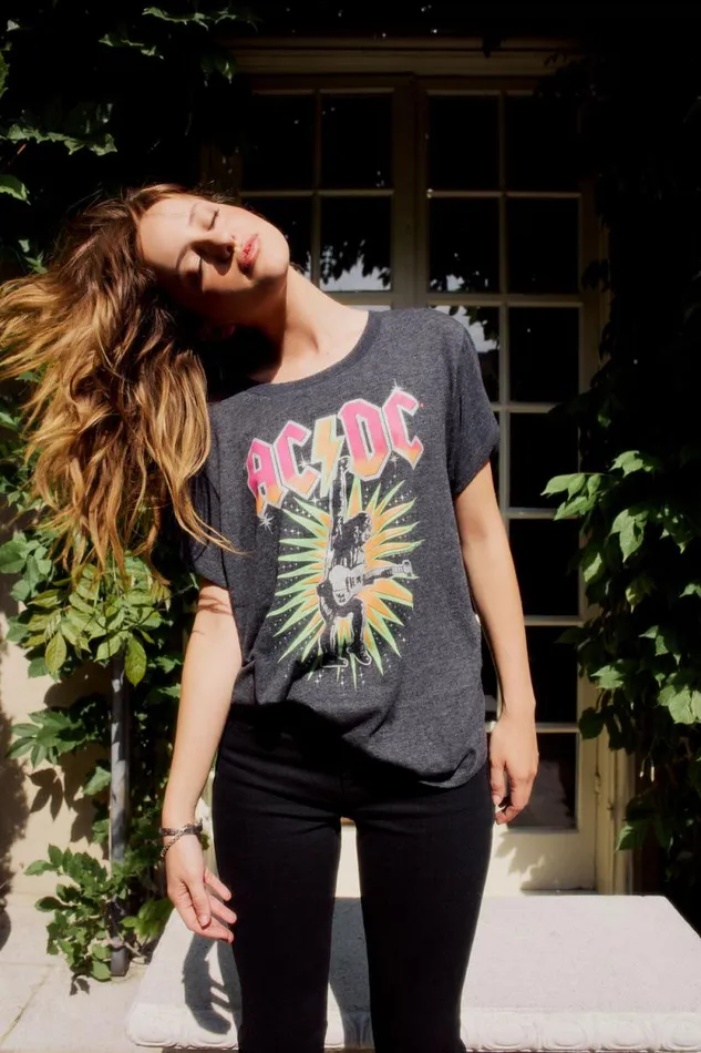 Womens Chaser Brand Tops ACDC Let There Be Rock Tee