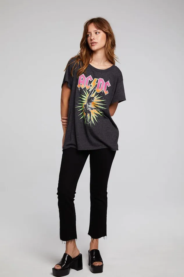 Womens Chaser Brand Tops ACDC Let There Be Rock Tee
