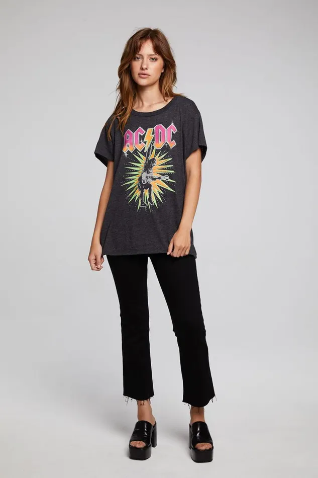Womens Chaser Brand Tops ACDC Let There Be Rock Tee