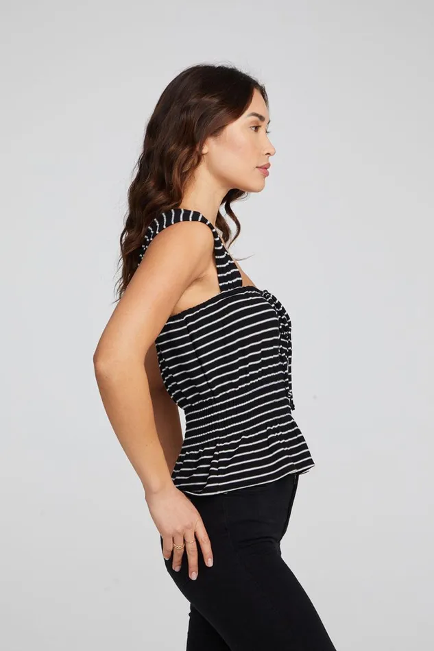 Womens Chaser Brand Tops Bayshore Tank Top 8211 Black And White Stripe