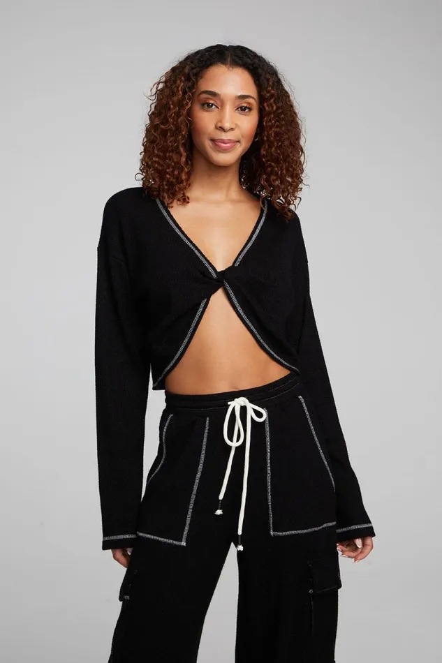 Womens Chaser Brand Tops Briaa Shadow Black Long Sleeve Tee