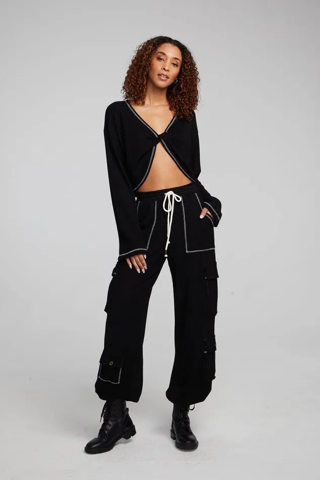 Womens Chaser Brand Tops Briaa Shadow Black Long Sleeve Tee