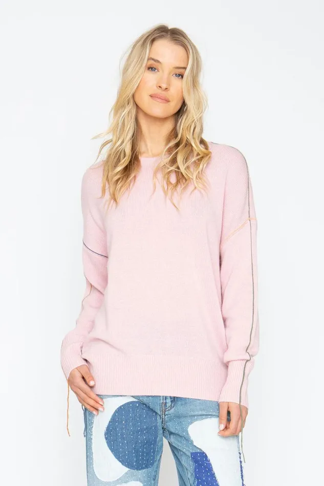 Womens Chaser Brand Tops Bubble Sweater 8211 Powder Pink