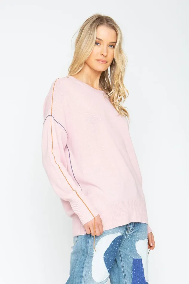 Womens Chaser Brand Tops Bubble Sweater 8211 Powder Pink