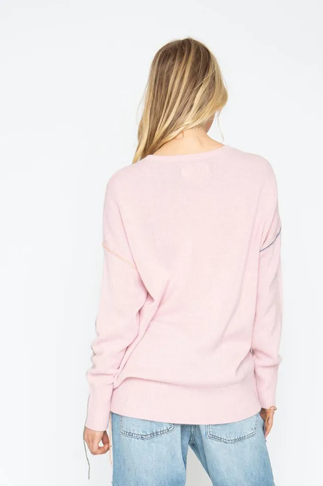 Womens Chaser Brand Tops Bubble Sweater 8211 Powder Pink