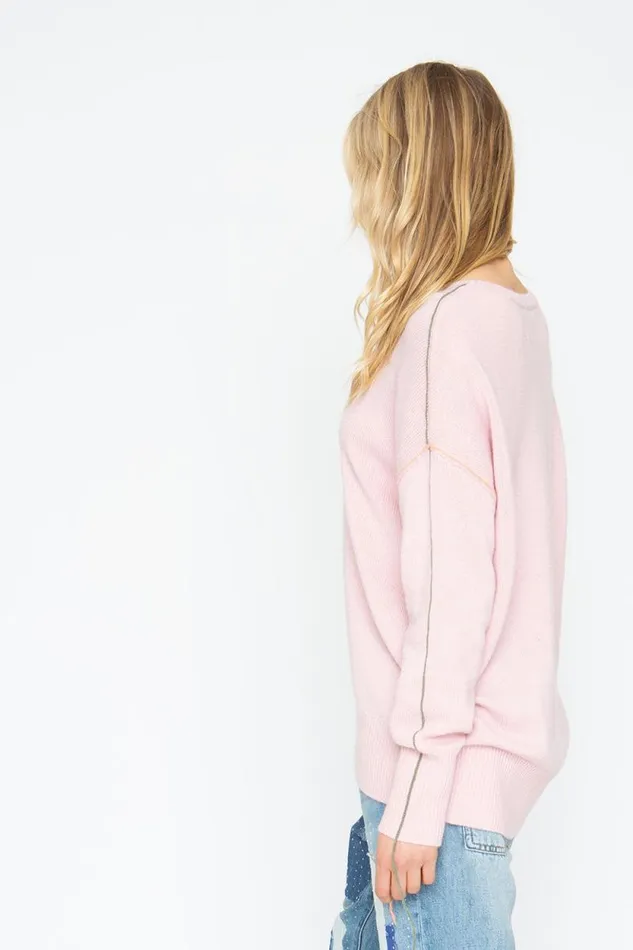 Womens Chaser Brand Tops Bubble Sweater 8211 Powder Pink