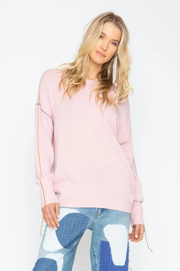 Womens Chaser Brand Tops Bubble Sweater 8211 Powder Pink