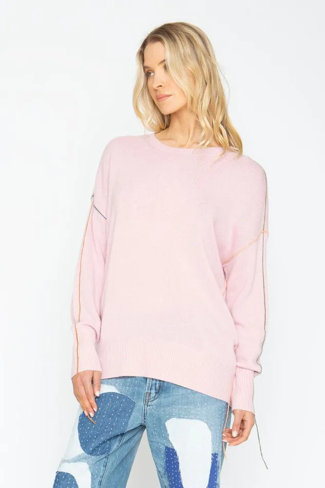 Womens Chaser Brand Tops Bubble Sweater 8211 Powder Pink