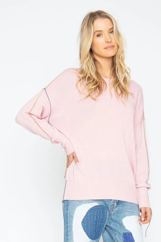Womens Chaser Brand Tops Bubble Sweater 8211 Powder Pink