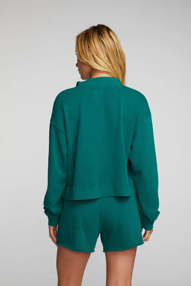 Womens Chaser Brand Tops Cotton Fleece Half Zip Up Pullover With Rib