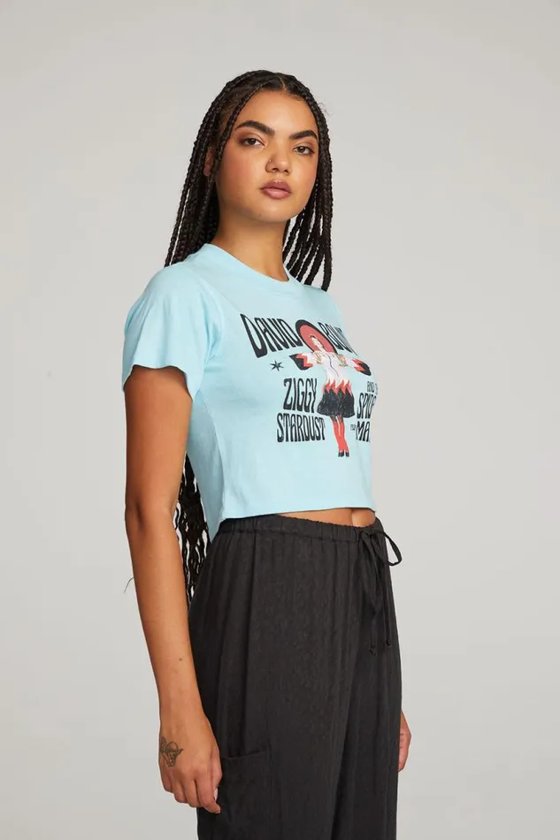 Womens Chaser Brand Tops David Bowie Ziggy Stardust Crop Tee