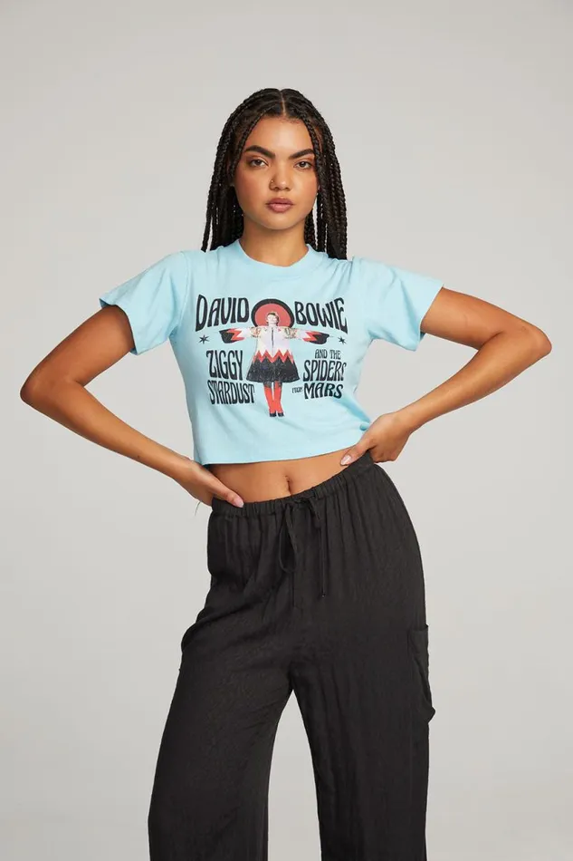 Womens Chaser Brand Tops David Bowie Ziggy Stardust Crop Tee