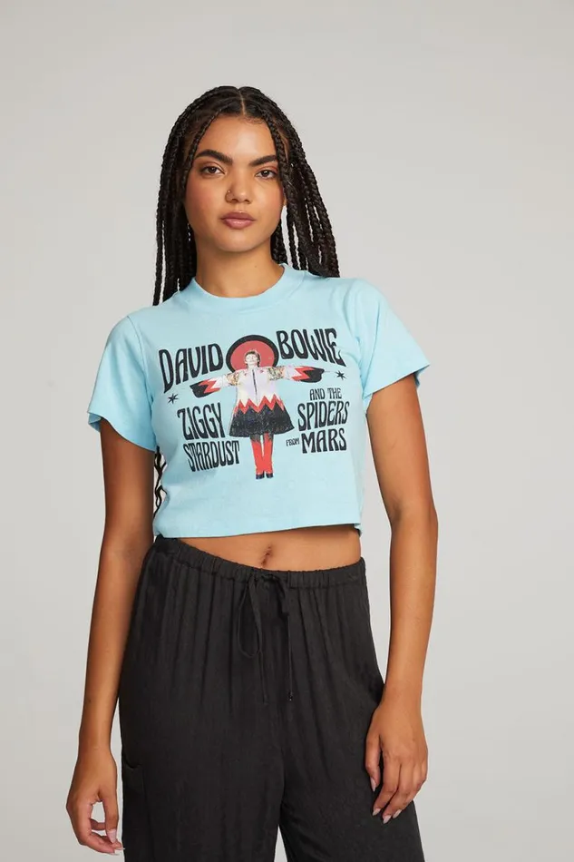 Womens Chaser Brand Tops David Bowie Ziggy Stardust Crop Tee
