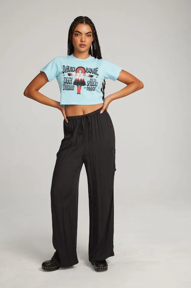 Womens Chaser Brand Tops David Bowie Ziggy Stardust Crop Tee