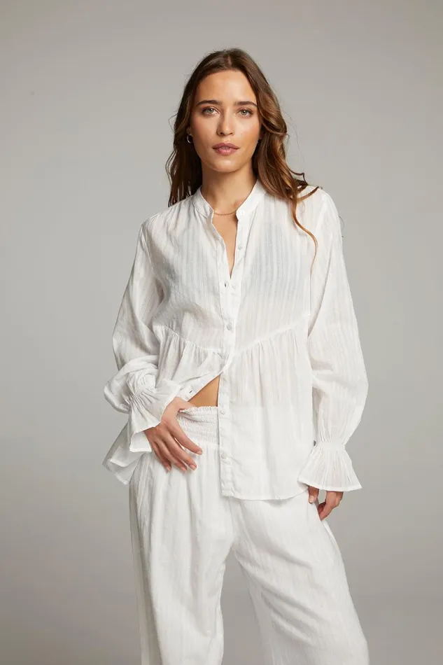 Womens Chaser Brand Tops Dolphin White Button Down