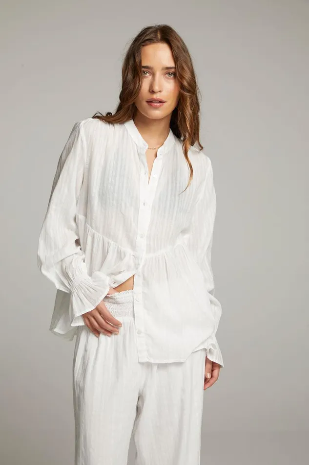 Womens Chaser Brand Tops Dolphin White Button Down