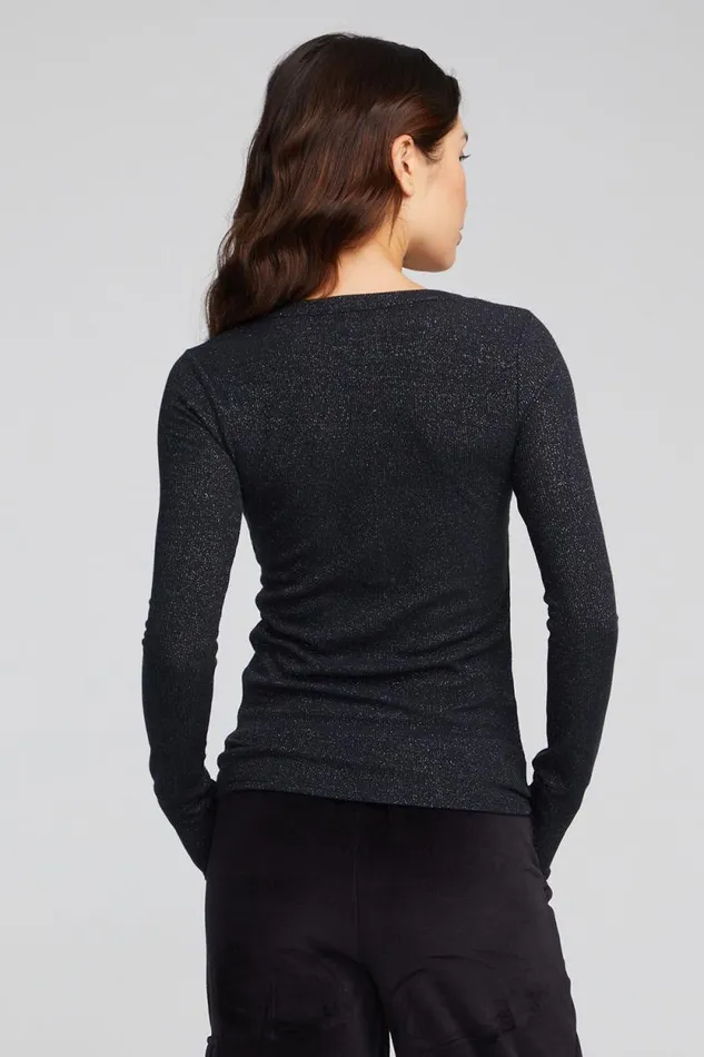Womens Chaser Brand Tops Drifter Shadow Black Henley