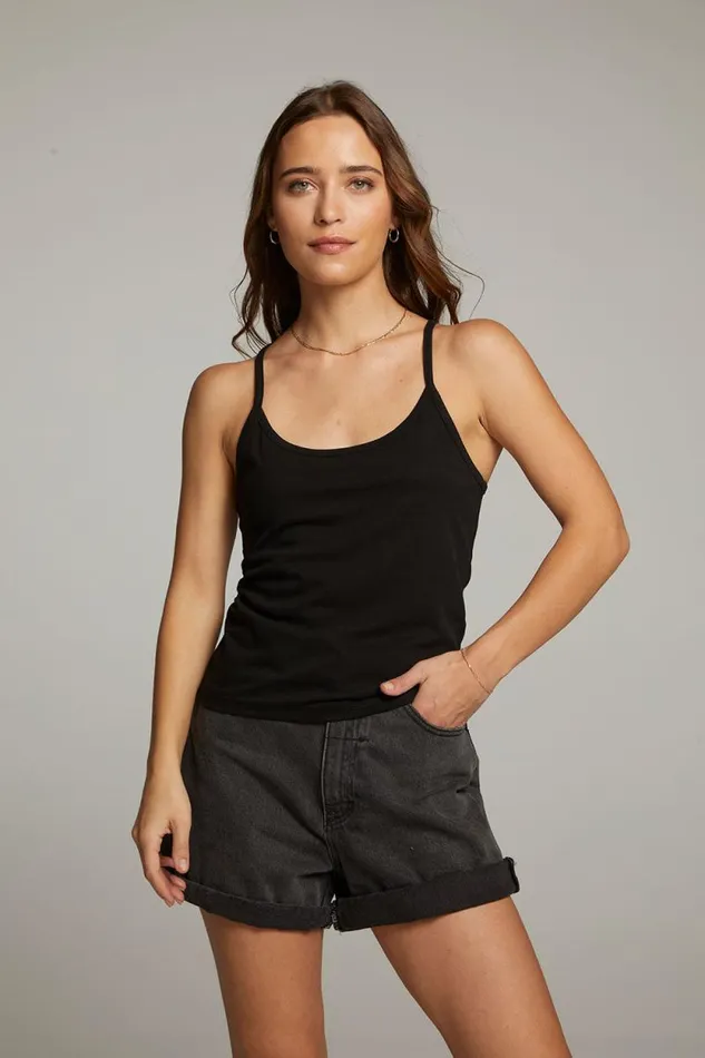 Womens Chaser Brand Tops Emma Black Tank Top