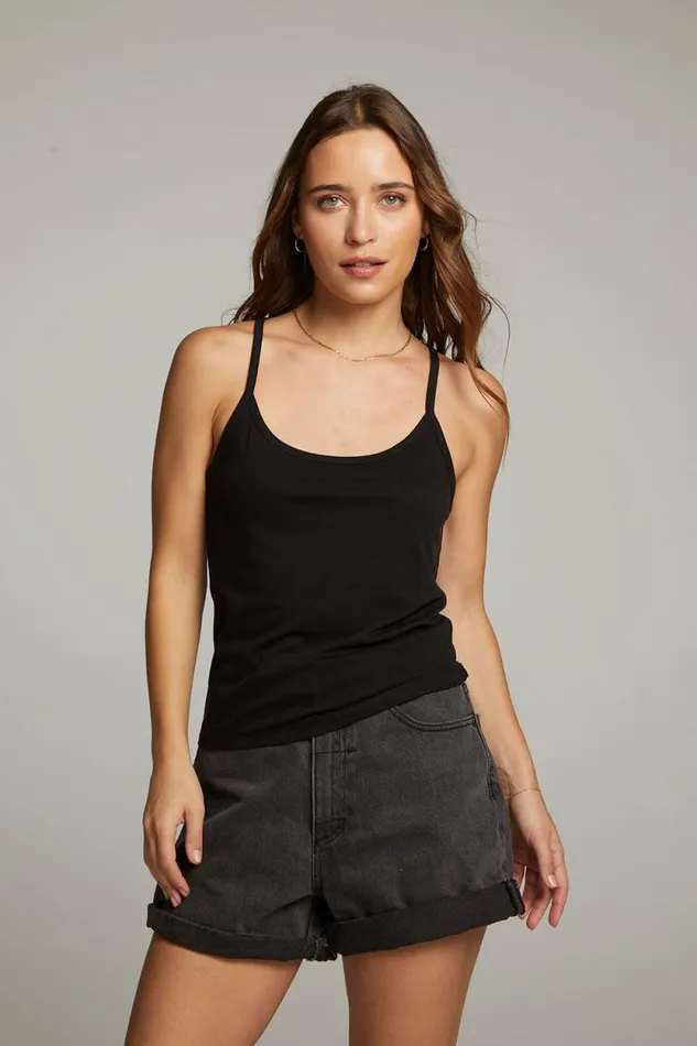 Womens Chaser Brand Tops Emma Black Tank Top