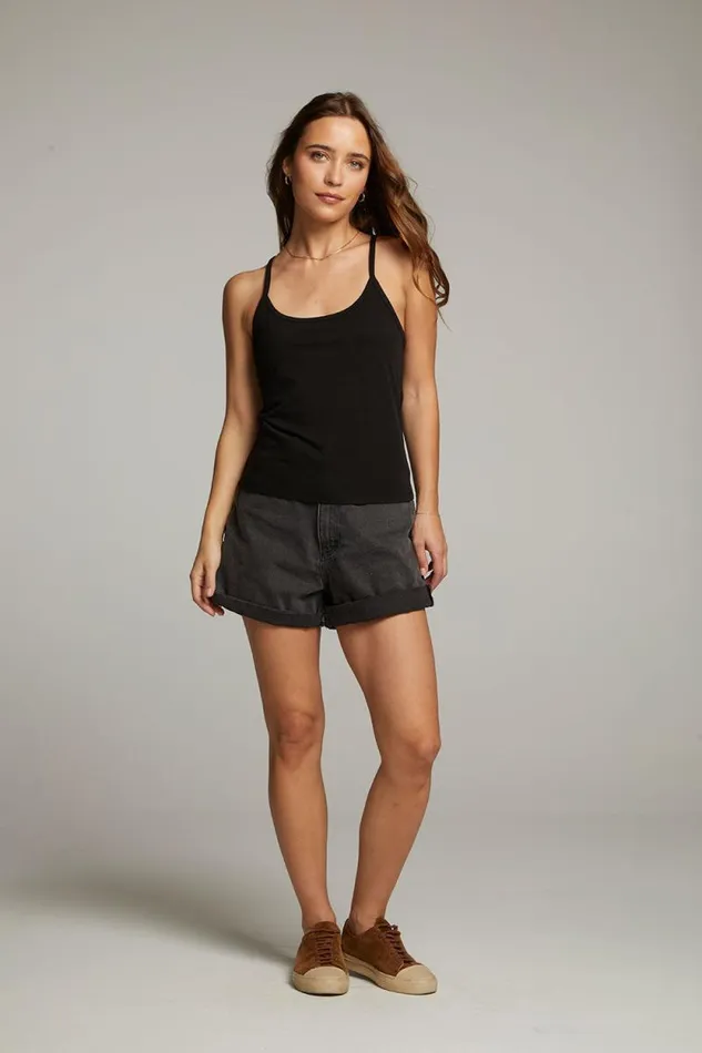 Womens Chaser Brand Tops Emma Black Tank Top