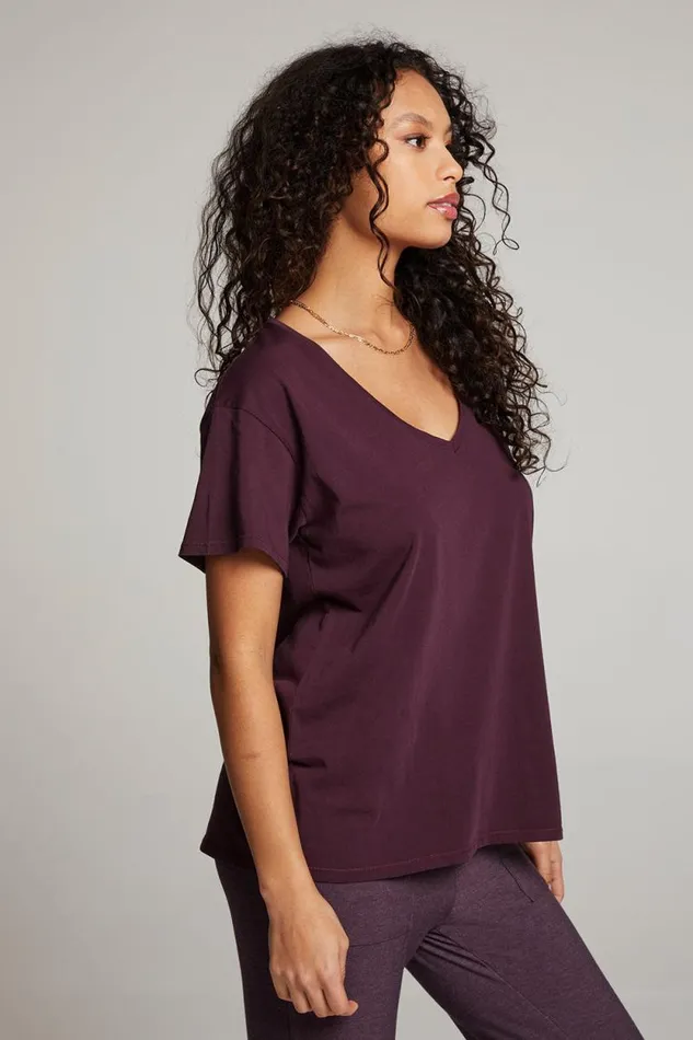 Womens Chaser Brand Tops Everyday Essential Plum Perfect V Neck Tee