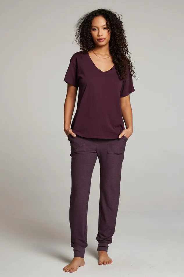 Womens Chaser Brand Tops Everyday Essential Plum Perfect V Neck Tee