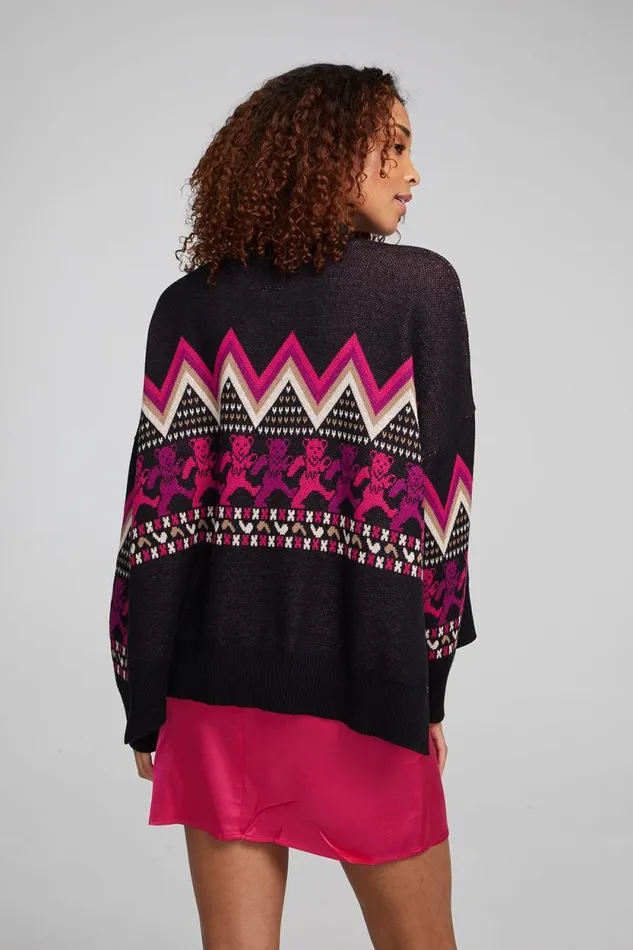 Womens Chaser Brand Tops Grateful Dead Fair Isle Bears Sweater
