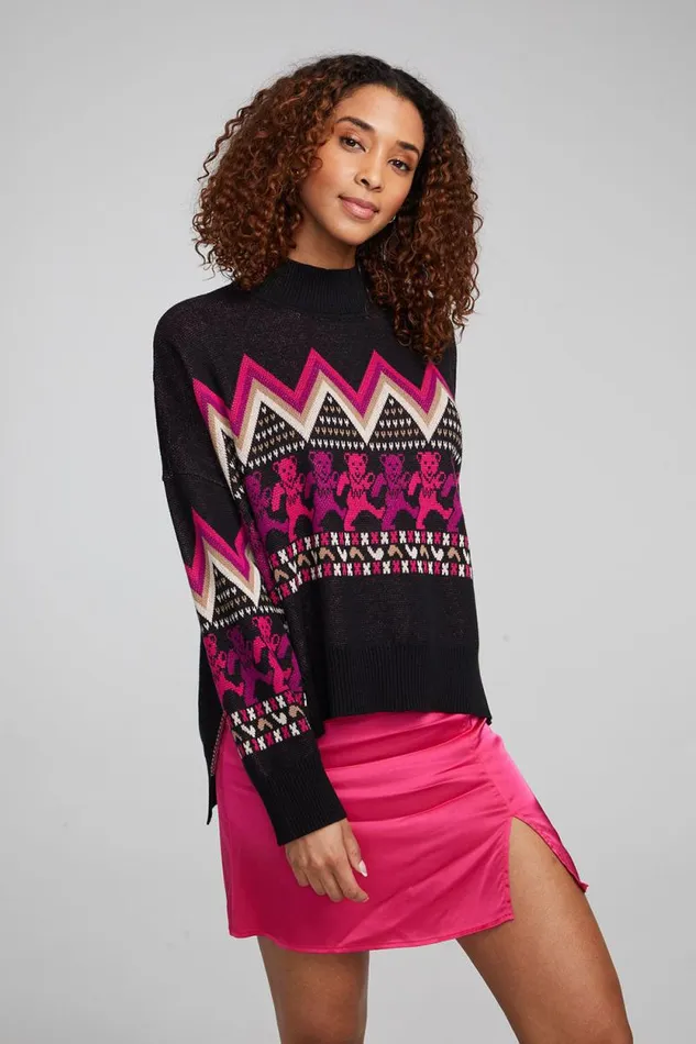 Womens Chaser Brand Tops Grateful Dead Fair Isle Bears Sweater