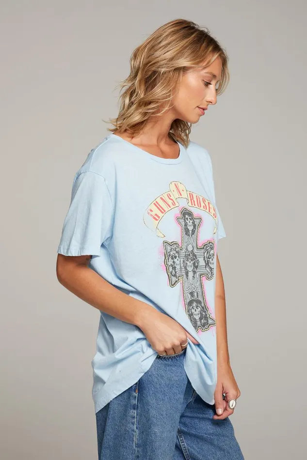 Womens Chaser Brand Tops Guns N039 Roses Skull Cross Tee