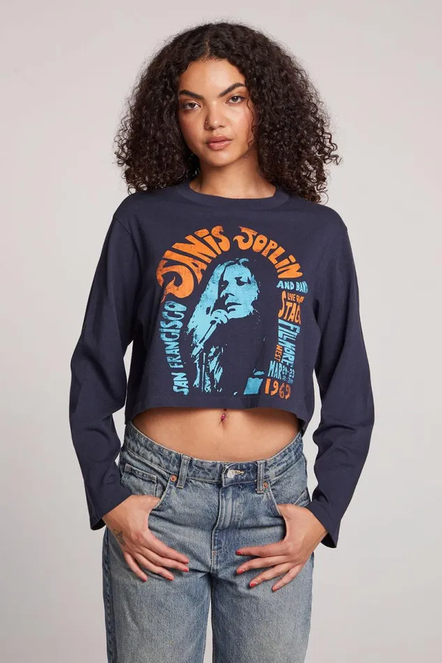 Womens Chaser Brand Tops Janis Joplin Live In San Francisco Long Sleeve