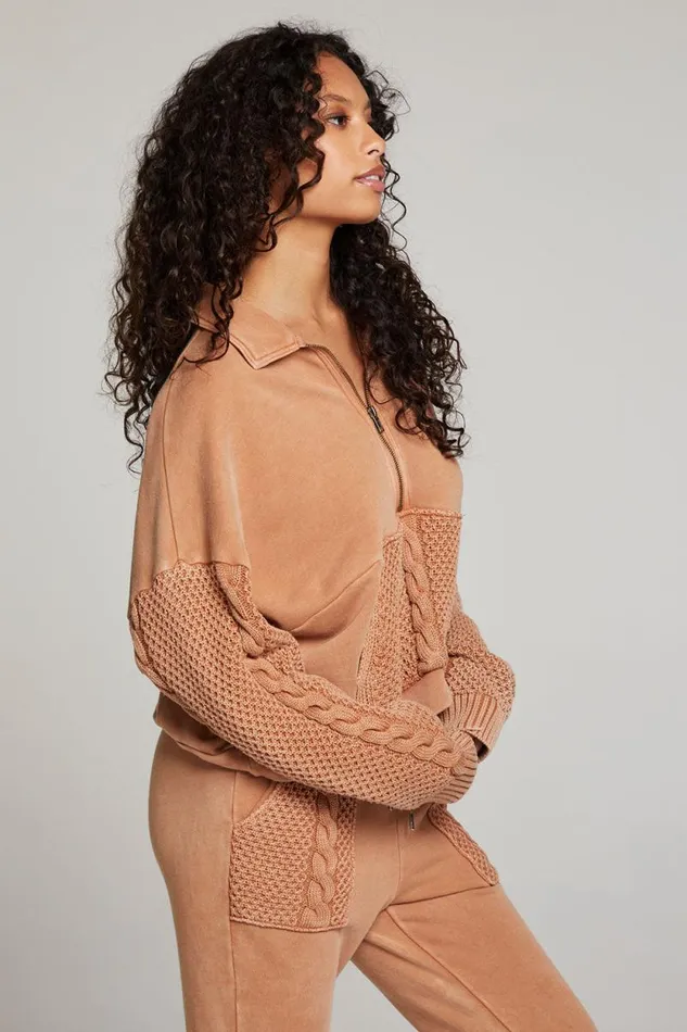 Womens Chaser Brand Tops Joe Toffee Half Zip