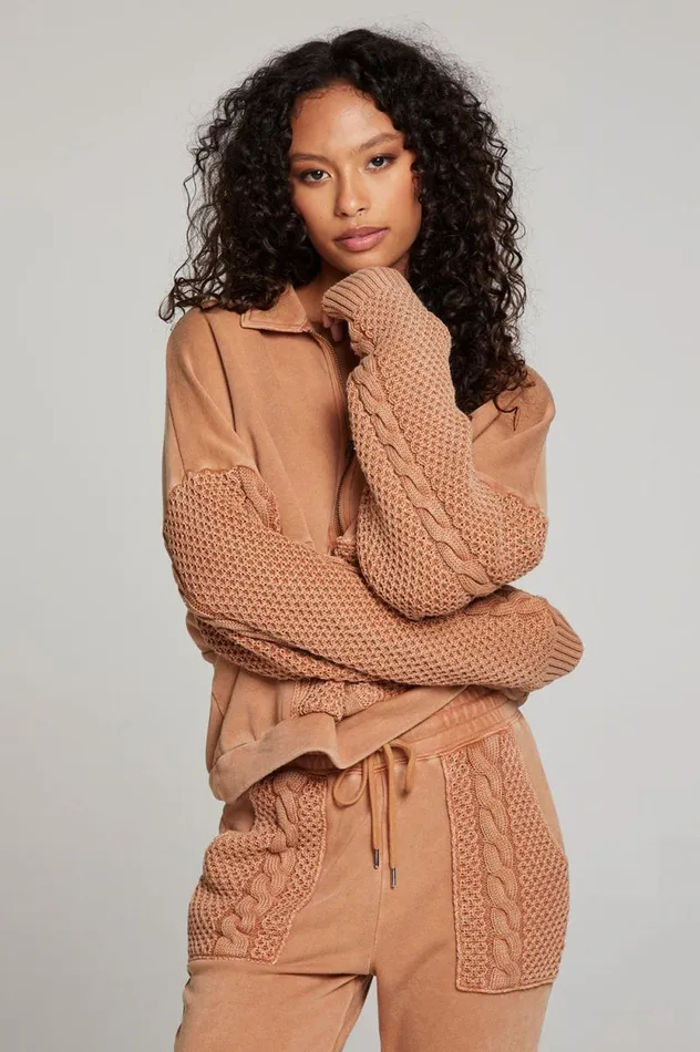 Womens Chaser Brand Tops Joe Toffee Half Zip